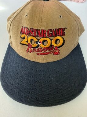 Vintage Atlanta Braves All Star Game 2000 Baseball Cap Tan and Navy